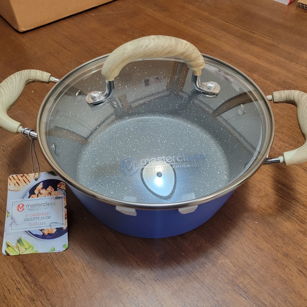 Masterclass Premium Cookware 8" Casserole 2.3 QT Cobalt Blue